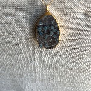 Blue and grey Druzy with gold plated chain handmade in LA